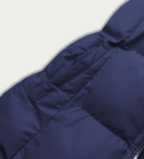 Granatowy bezrękawnik z kapturem puchowy