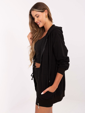 Czarny rewelacyjny damski trzyczęściowy komplet