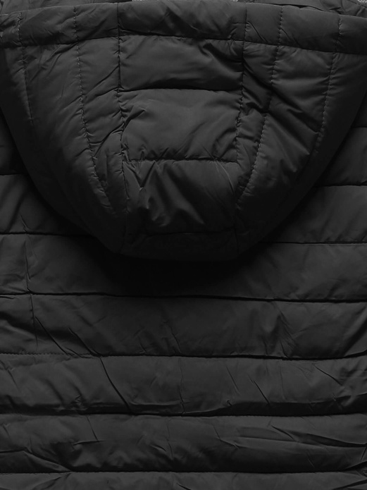 Czarna pikowana kurtka na z kapturem