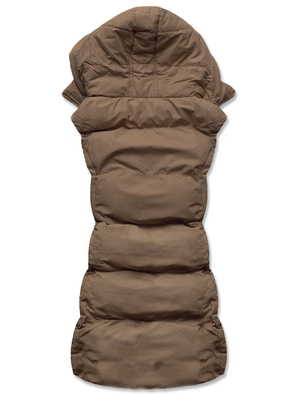 Beżowy bezrękawnik z kapturem puchowy