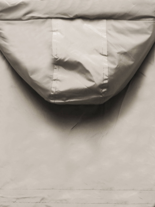 Jasnobeżowa czaderska damska przejściowa kurtka parka z kapturem