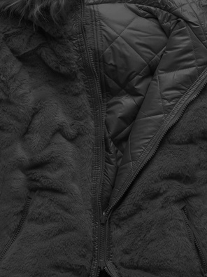 Czarna dwustronna zimowa kurtka damska pikowana w karo