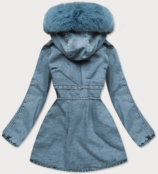 FUTRZANA KURTKA JEANSOWA DAMSKA NIEBIESKA (BR9599-50)