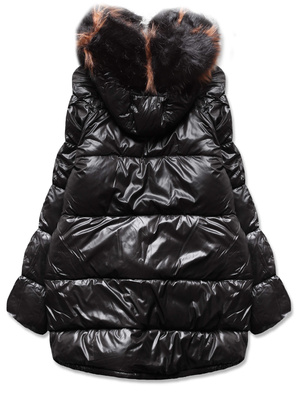 Czarno brązowa dwustronna zimowa czadowa kurtka