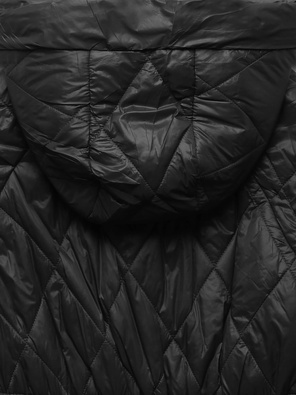 Czarna damska pikowana kurtka ponczo nietoperz