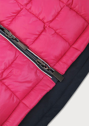 Granatowo-różowa przejściowa dwustronna damska kurtka z kapturem