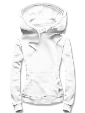 Biała damska bluza dresowa z kapturem kangurka