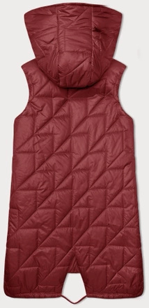 Czerwony asymetryczny pikowany bezrękawnik kamizelka damska z kapturem