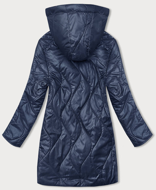 Granatowa dwukolorowa wyszczuplająca przejściowa genialnie pikowana kurtka plus size