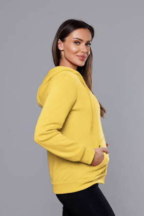 Jasnożółta zapinana damska bluza z kapturem
