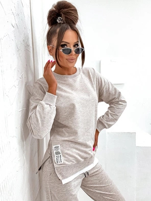 Beżowy damski gładki dres komplet