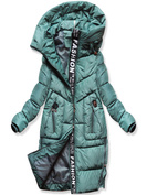 Ciemnozielona fantastyczna damska zimowa kurtka z kapturem