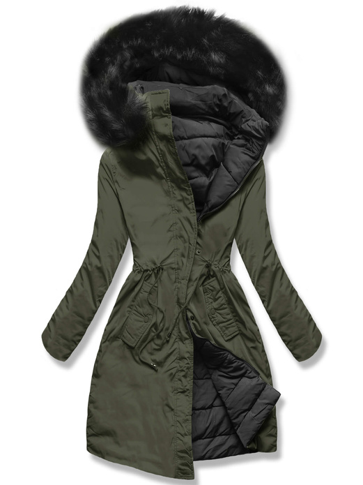 Army czarna genialna dwustronna kurtka z kapturem