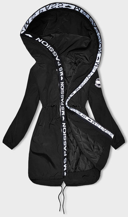 Czarna kurtka z kapturem z lamówką