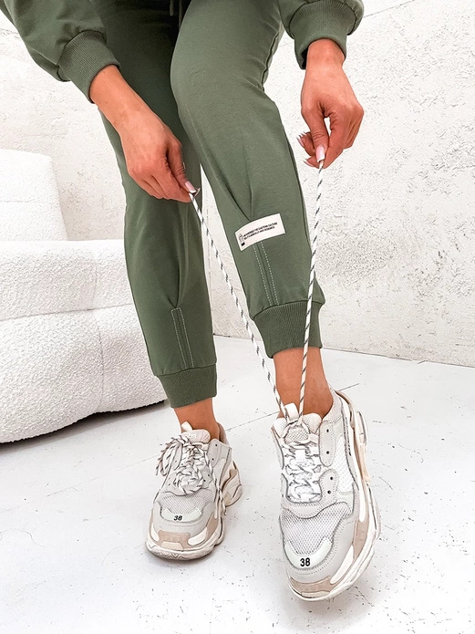 Khaki damski gładki dres komplet