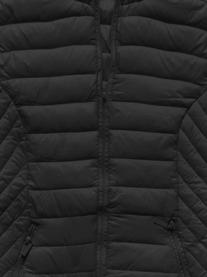 Czarna przejściowa pikowana kurtka z kapturem