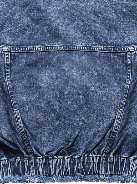 Niebieska genialna krótka damska kurtka jeansowa ze ściągaczem