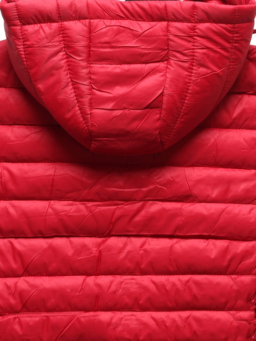 Czerwona pikowana kamizelka z odpinanym kapturem