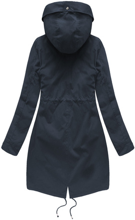 Granatowa zimowa ciepła kurtka parka na futrze