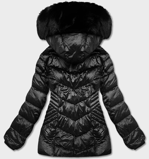 Czarna fenomenalnie pikowana damska kurtka z kapturem