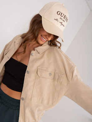 Beżowa krótka damska kurtka jeansowa 