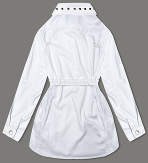 Biała jeansowa kurtka narzutka z dżetami