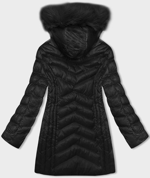 Czarna przejściowa kurtka lekko ocieplana z kapturem