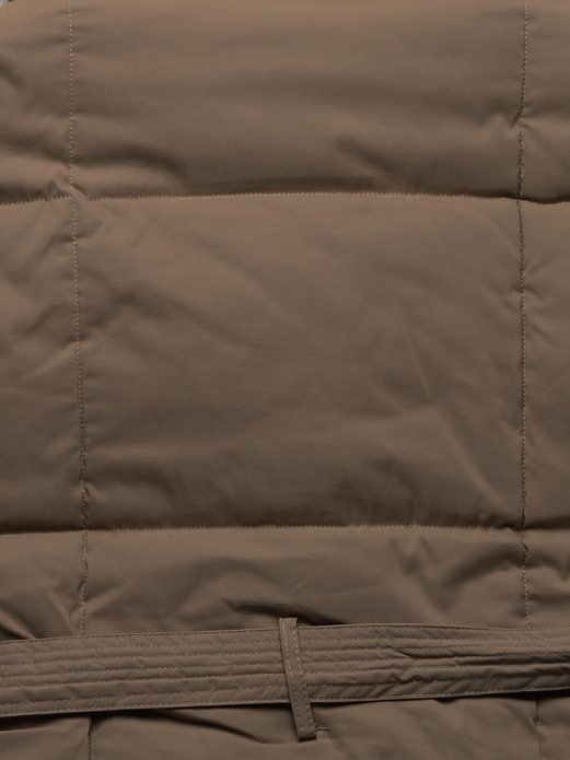 Ciemnobeżowa kapitalna ciepła kurtka damska płaszczyk z futerkiem