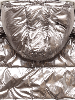 Granatowo beżowa błyszcząca kurtka płaszczyk z kapturem