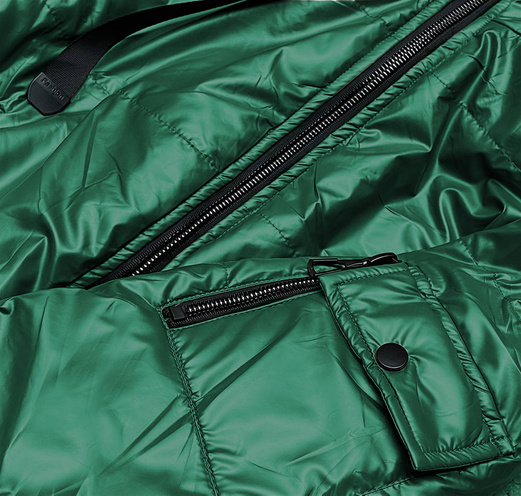 Zielona błyszcząca kurtka przejściowa na suwak