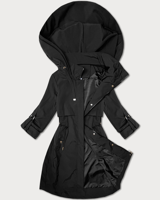 Czarny damski luźny pikowany płaszcz 