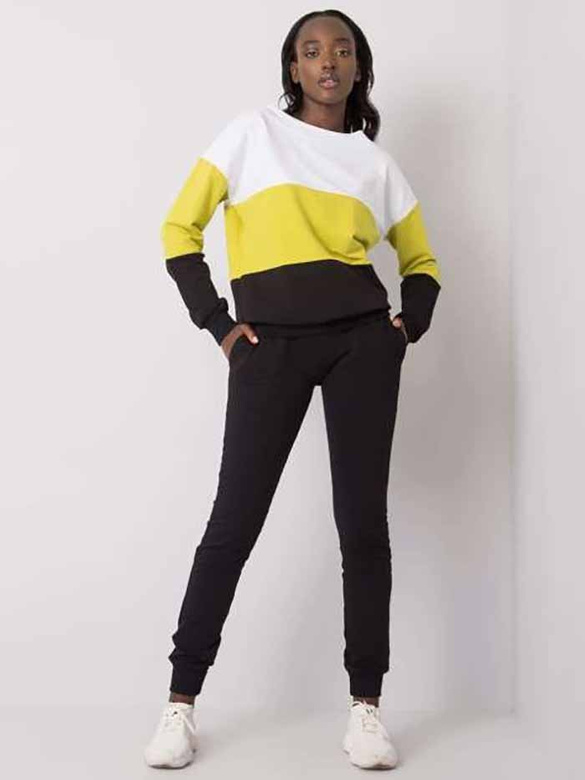 Biało limonkowy grafitowy dres fitness i casual basic