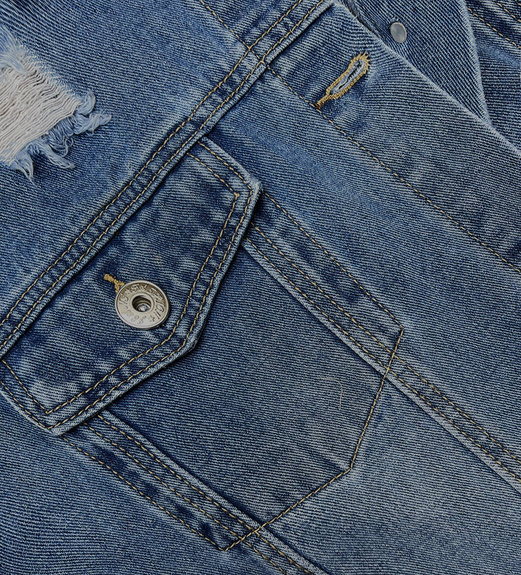 Niebieska jeansowa kurtka przejściowa narzutka sukienka z przetarciami płaszcz na guziki PLUS SIZE