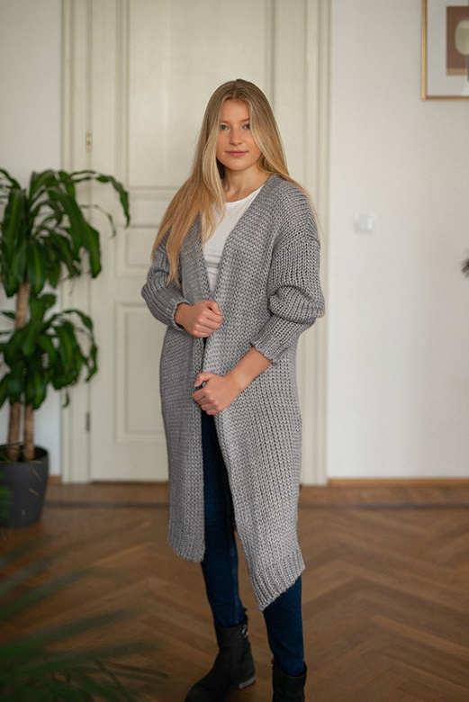 CIEPŁY SWETER OVERSIZE JASNOSZARY (559ART)