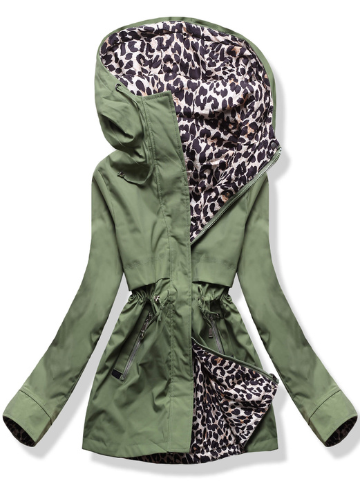 Dwustronna przejściowa kurtka damska parka panterka netmoda