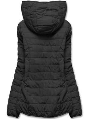 Czarna dwustronna zimowa pikowana kurtka futerko szare