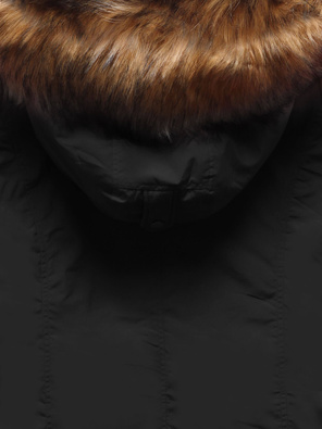 Czarna damska zimowa parka kurtka z kapturem