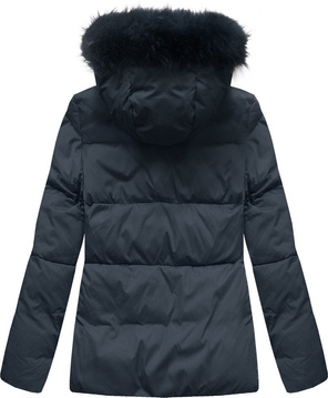 Granatowa zimowa ciepła damska kurtka z kapturem