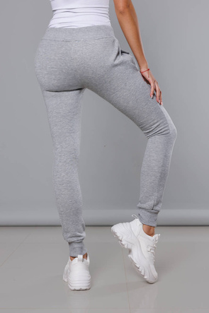 Szare damskie dresowe spodnie casualowe z kieszeniami i ściągaczem