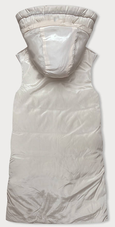 Czarny ecru damski długi pikowany bezrękawnik