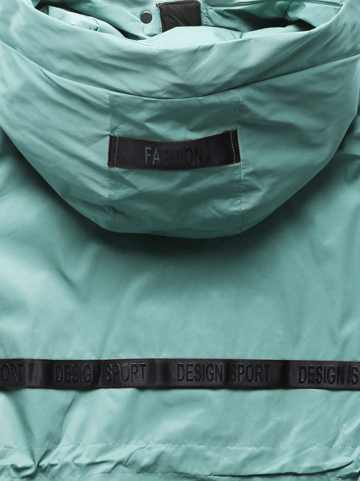 Jasnozielona genialna damska przejściowa kurtka parka z kapturem