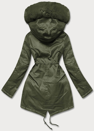 Khaki genialna zimowa parka z futrem