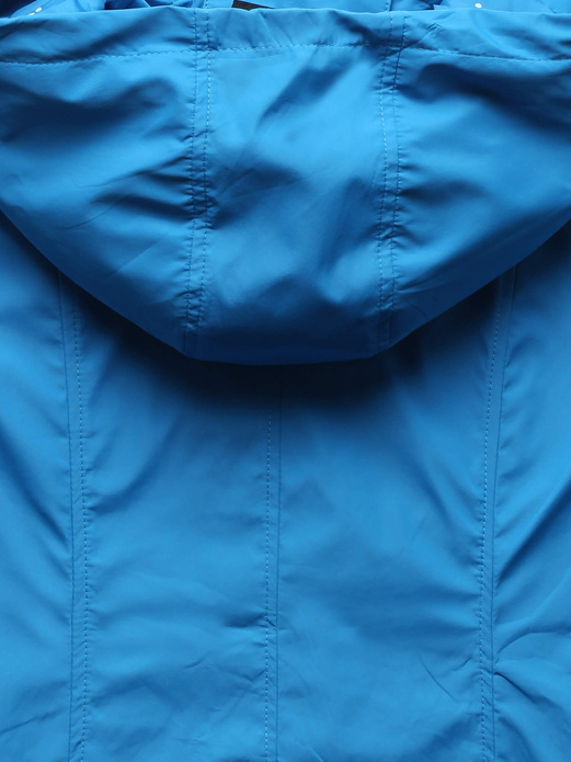 Niebieska damska przejściowa kurtka z kapturem łańcuszek netmoda