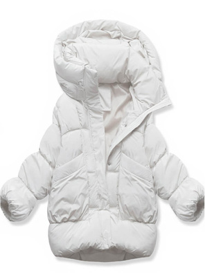 Ecru damska oversizowa zimowa kurtka z kołnierzem netmoda