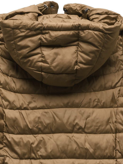 Karmelowa damska pikowana przejściowa kurtka dzianinowe ściągacze