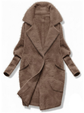 Czekoladowa damska narzutka alpaka wełniana