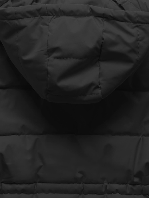 Czarny ciepły długi pikowany bezrękawnik puchowy zimowy