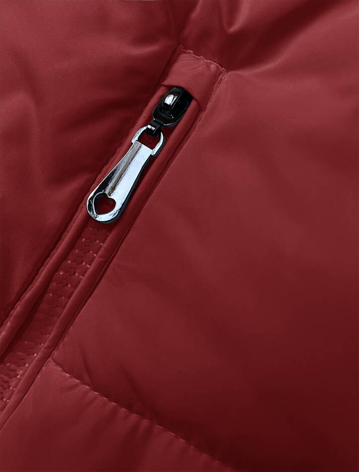 Czerwony bezrękawnik kamizelka ze stójką z zdobną podszewką