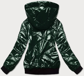 Zielona krótka damska kurtka przejściowa za kapturem