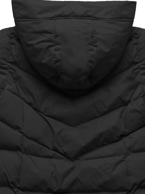 Czarna zimowa długa puchowa kurtka z kapturem